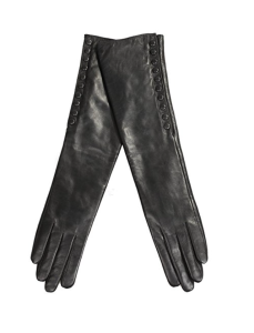 warmed long leather gloves